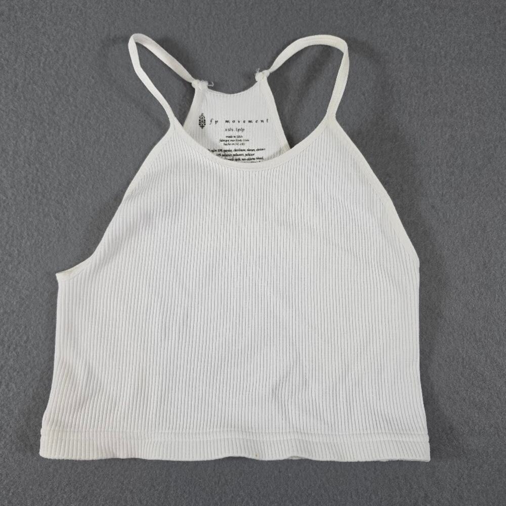 FP Movement Free People Happiness Runs Crop Tank Top White XS S Seamless Ribbed